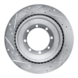 Ford E-350 Super Duty Brake Rotor (1) - Rear Right - R1 Concepts - Drilled & Slotted - Silver - `08-`19